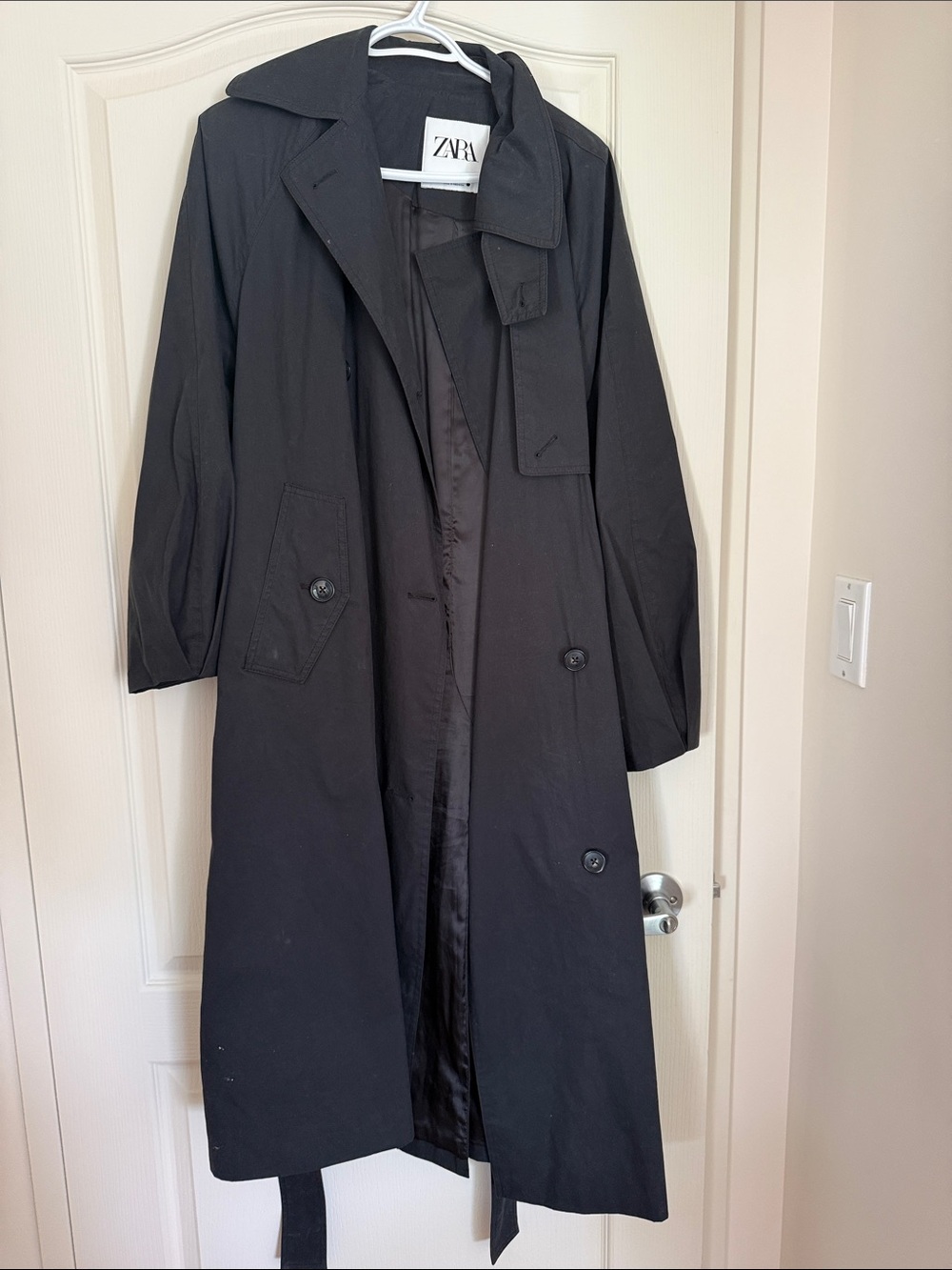 ZARA Black Double-Breasted Trench Coat